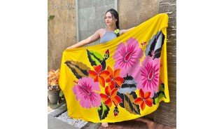 New Design Rayon Sarong Hand Painted Flower Design High Quality